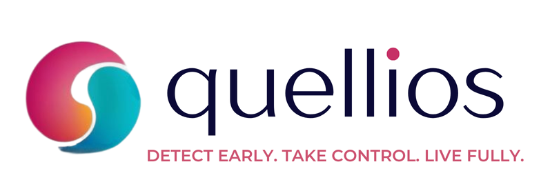 Quellios logo.  Detect early.  Take control.  Live fully